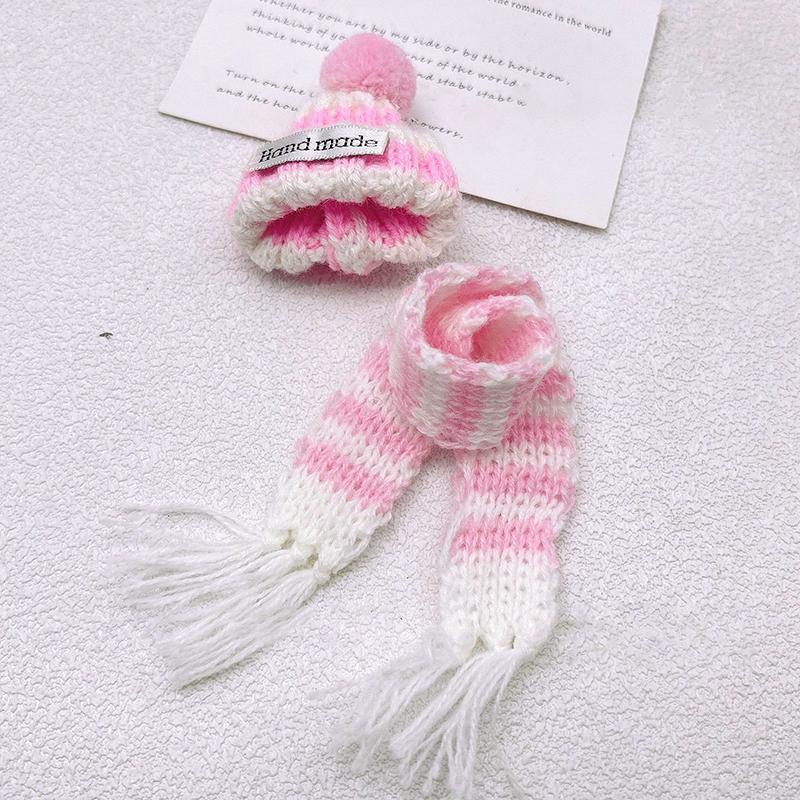 1 комплект кукольных мини-рождественских шапок, шарфов, модных вязаных шапок с помпоном для кукольного домика, рождественских украшений для кукол, аксессуаров для кукол