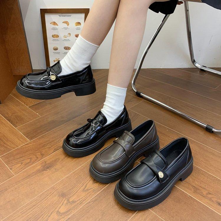 Туфли Lefou в французском стиле, женские, весенние и осенние, одинарные туфли на толстой подошве, британский стиль, рабочие, маленькие кожаные туфли, зима