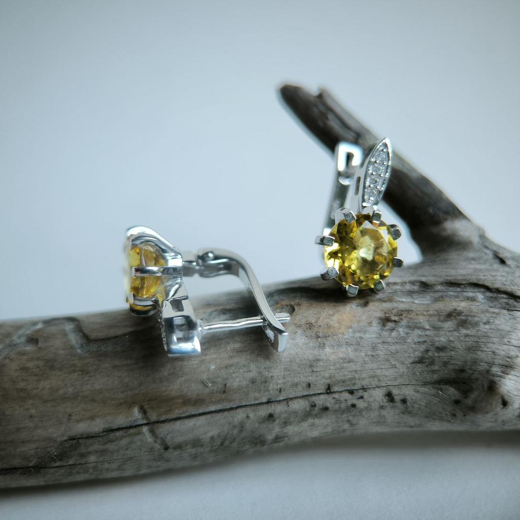 Серебряные серьги с цитрином nano 3.142ct (2190035)