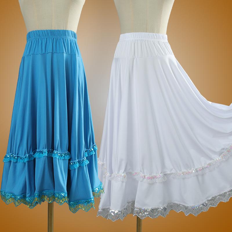 Square Dance Stage Costume: High Waist Ethnic Swing Skirt for Women (Adult, Spring/Summer)