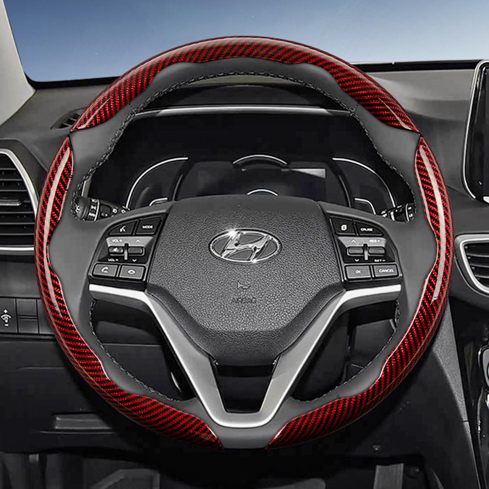 Подходит для Hyundai, Чехол на руль с текстурой под карбон, Сегментированный дизайн с быстрым снятием, Прочный, для Tucson Elantra Avante I30 Седан