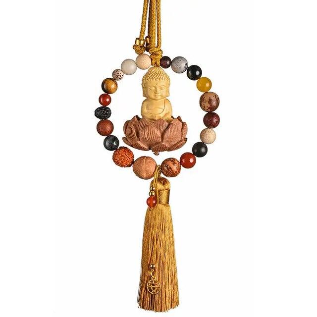 Автомобильное зеркало заднего вида, подвеска Будды, креативная резьба, авто декор, подвесная кисточка