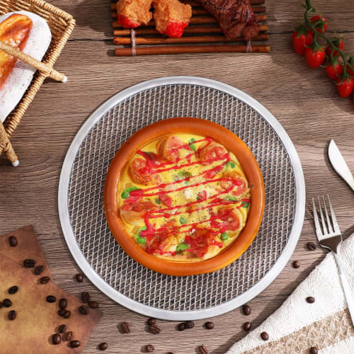 DECHOUS Сетка для пиццы, Сковорода для пиццы, Гриль для пиццы, 11-дюймовый алюминиевый сетчатый поднос для пиццы с отверстиями для дома, кухни и ресторана