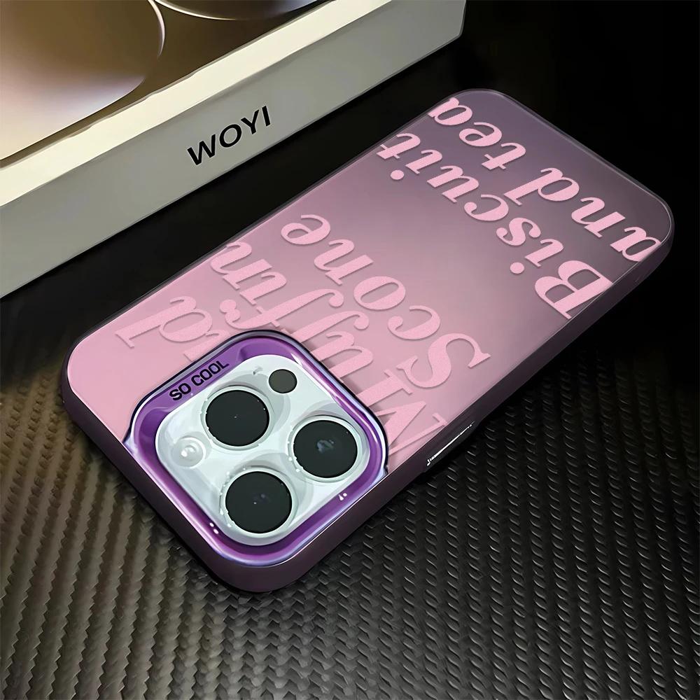 Rose red English letters Phone Case For lPhone 17 16Pro Max 15 14 13 12 11 Shockproof Bumper CoverCase Funda 16 Pro 15 14 Case
