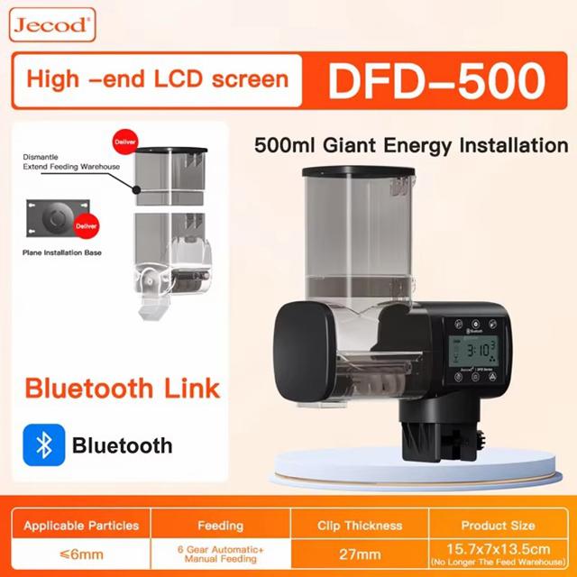 Автоматическая кормушка для аквариума Jebao Jecod DRF с Bluetooth-пультом дистанционного управления и цифровым таймером, дозатор корма для аквариумных рыбок