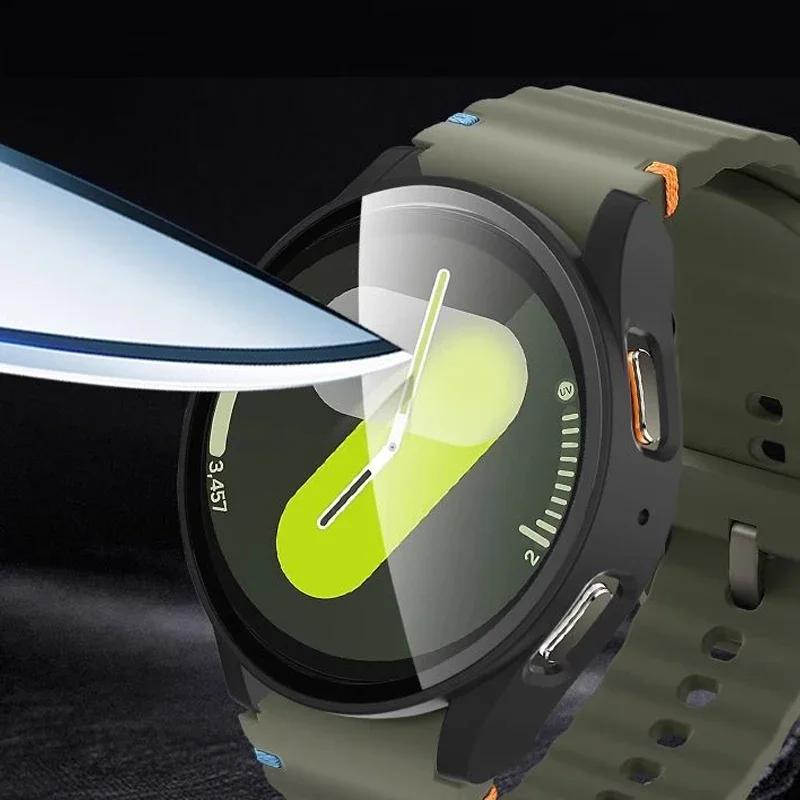 Tempered Glass+PC Case for Samsung Galaxy Watch 7/6/5/4 cover 44mm 40mm Full bumper screen protector Galaxy watch FE Accessories