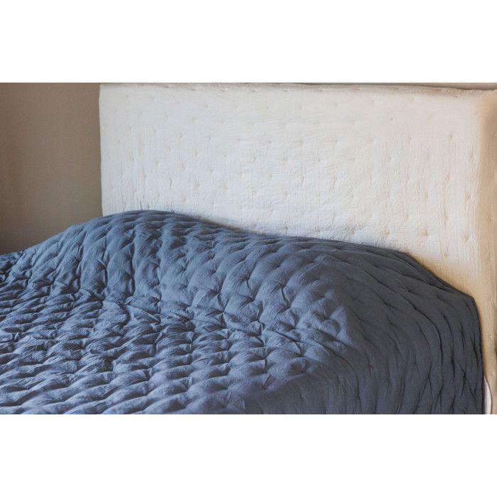 Washed Microfibre Quilted Bedspread "Céleste" All Sizes Vent Du Sud - Céleste Lichen - 180 X 240 Cm for Single Bed