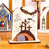 Wooden Grave Scene Cross Three-dimensional Desktop Decoration, Dining Table Centerpiece