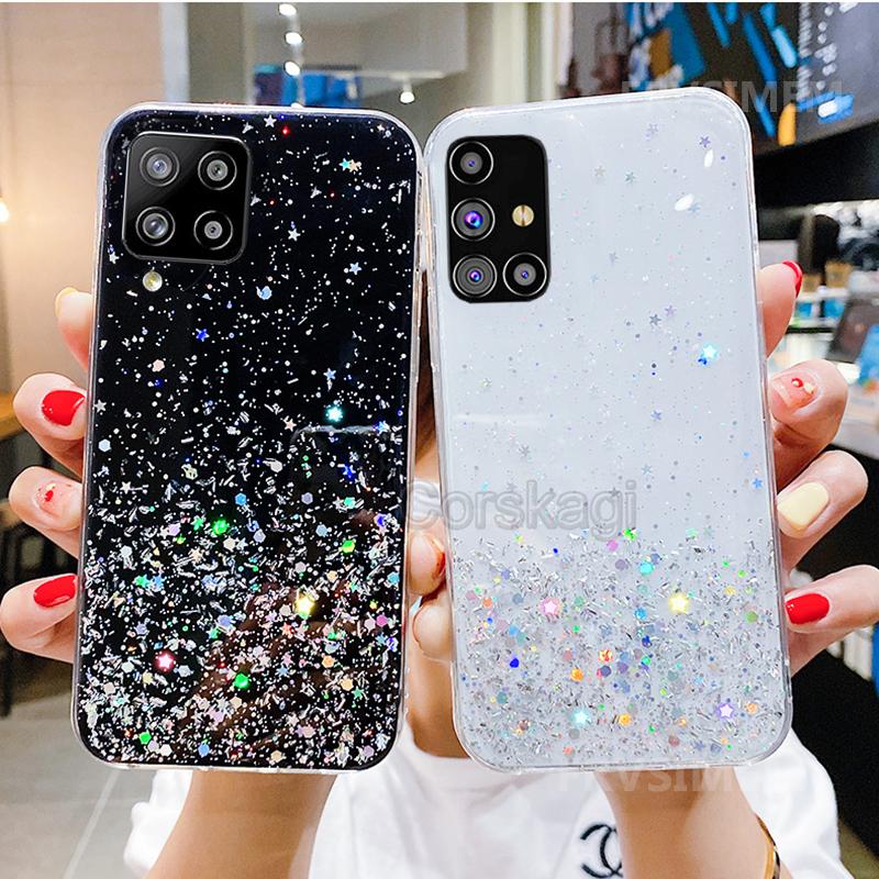 Glitter Sequins Phone Cases For Samsung Galaxy M12 M10 M11 M21 M31 M30S M31S M51 M62 Soft TPU For Samsung A10 A20 A30 A40 A50 A70 A21S A20S Cover Lady