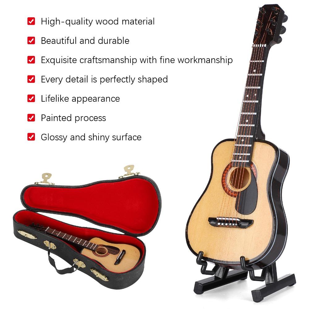3pcs With Stand And Case Miniature Guitar Model Acoustic Guitar Ornament Desk Shelf Decoration