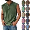 Men's Summer Solid Matching Color Pocket Sports Buttons Vest Men's Sports Casual Vest