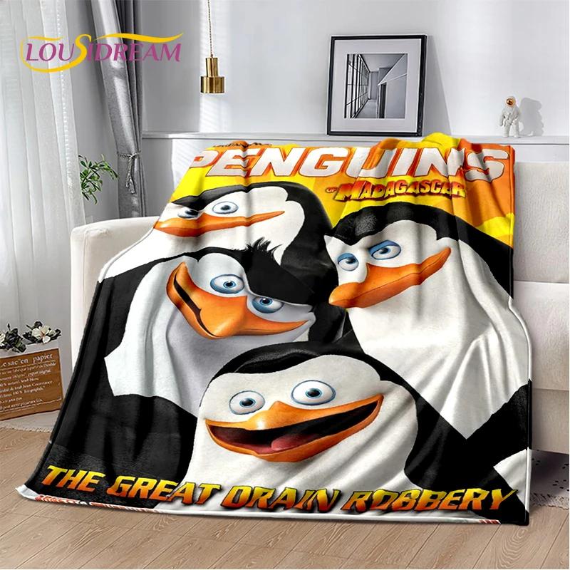 Милые пингвины из мультфильма «Мадагаскар» Плед, Мягкий плед для дома, спальни, кровати, дивана, пикника, путешествий, офиса, Покрывало, Подарок для ребенка