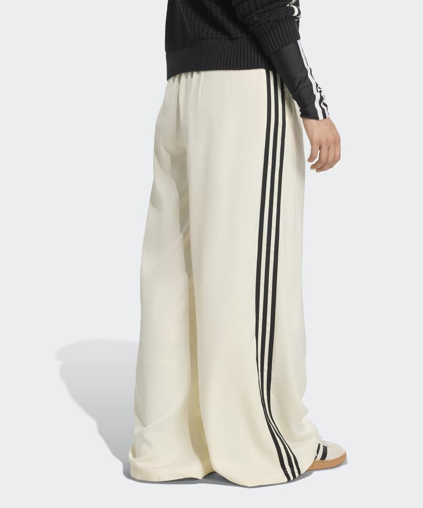 ADIDAS Satin Wide Leg Track Pants - Cream White:Black / Kd2542
