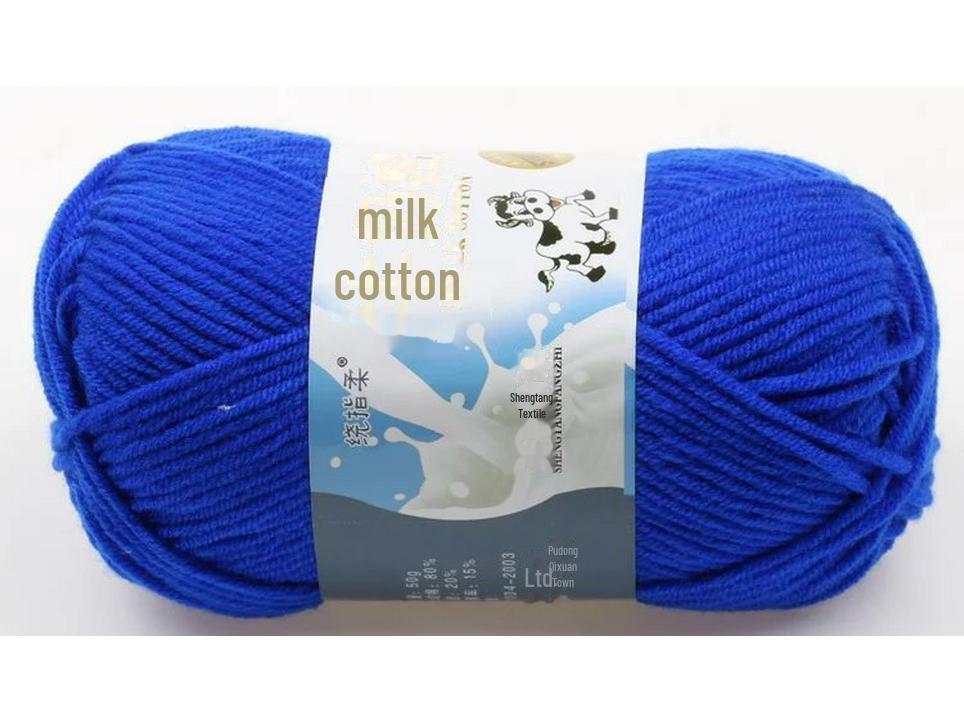 Комплект из 5 нитей детской шерстяной шапки и шарфа из молочной хлопковой пряжи средней толщины, ручная работа