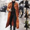 Long Wool Overcoat Winter Men's Long-Slevee Luxury Full Length Trench Coat Plus Size