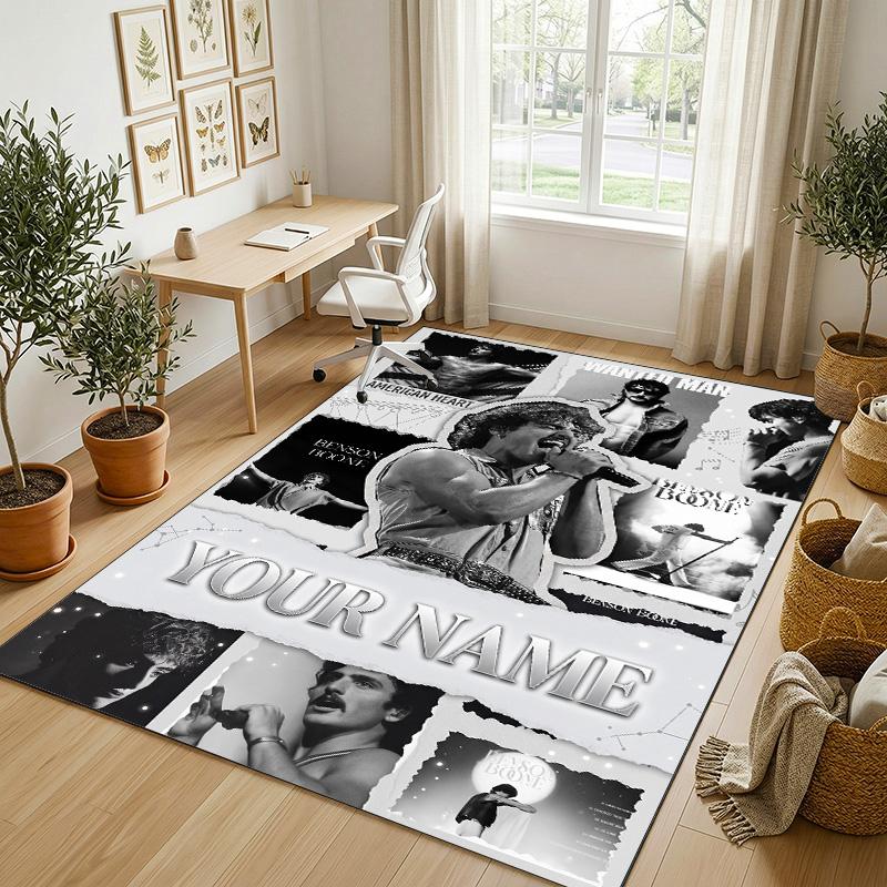 Personalized Crystal Velvet Carpet,Benson Boone Custom Printed Name, Plush Area Rug For Home Indoor Decor
