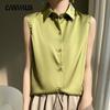 Летняя женская шелковая рубашка без рукавов, темперамент, элегантные топы, жилеты