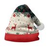 Рождественская шапка с плюшевым принтом лося 2024 года для взрослых и детей - на флисовой подкладке, двусторонняя, с широкими полями