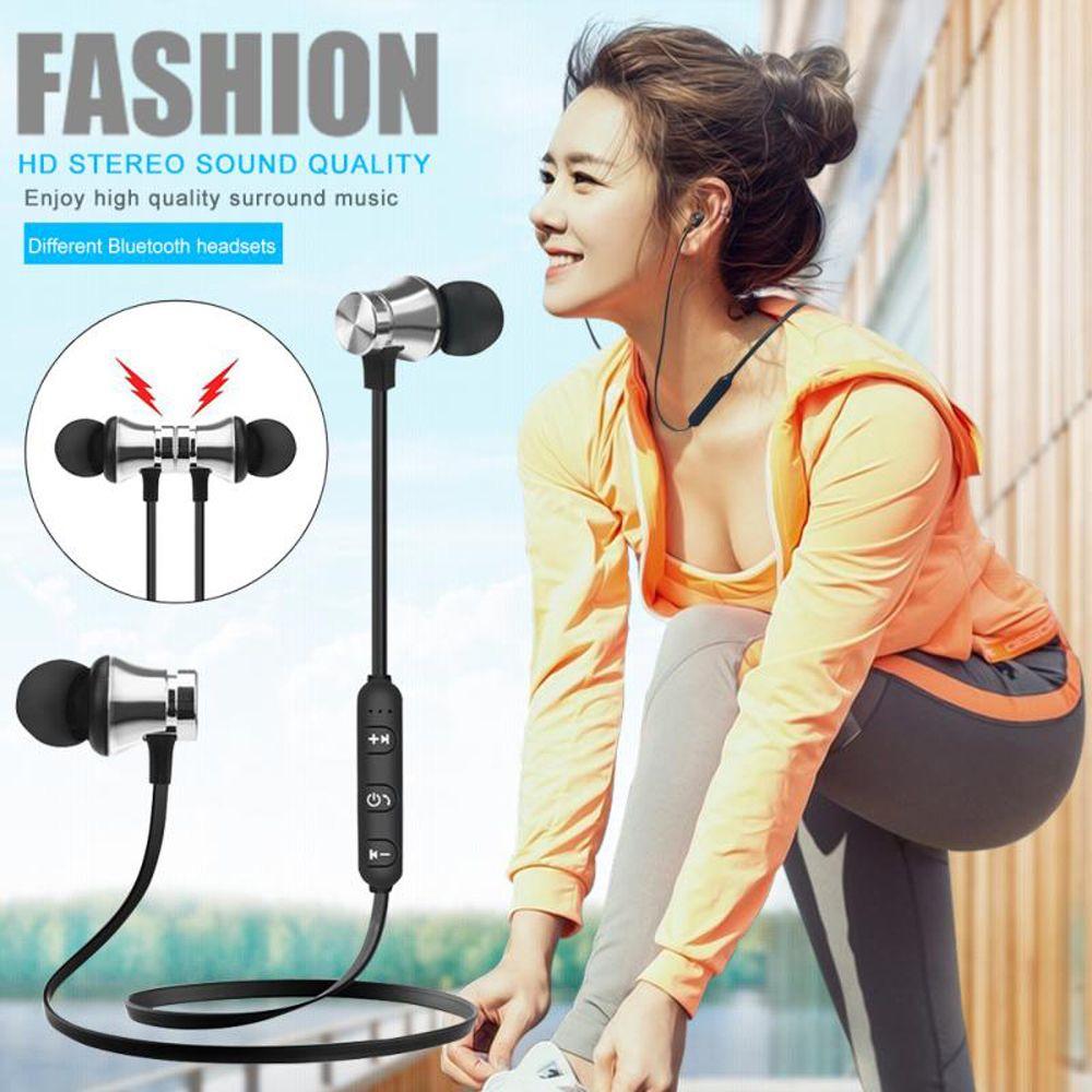 with Mic Music Headset Handsfree Hanging Neck Sport Earbuds Wireless Bluetooth Earphone Magnetic