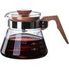 Glass Carafe Coffee, High Borosilicate Glass Coffee Pot V-Shaped Outlet Heatproof Mug Wooden Measuring Cups Coffee Carafe (600ml)