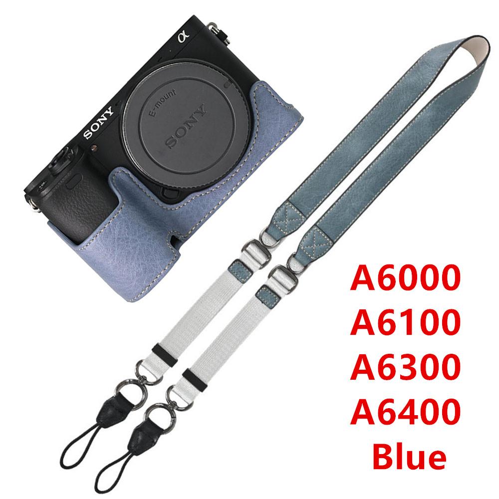 Получехол для камеры из ПУ кожи личи для Sony A6700 A6400 A6300 A6100 A6000 ZVE10 ZVE10II ZVE10M2 с открывающимся снизу чехлом и ремешком