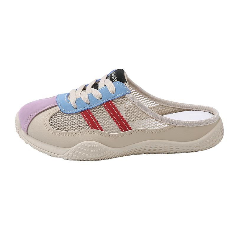 2025 летние прохладные тапочки новая корейская версия ins школьница полуподнос толстая подошва увеличивающие рост сетчатые дышащие повседневные тапочки