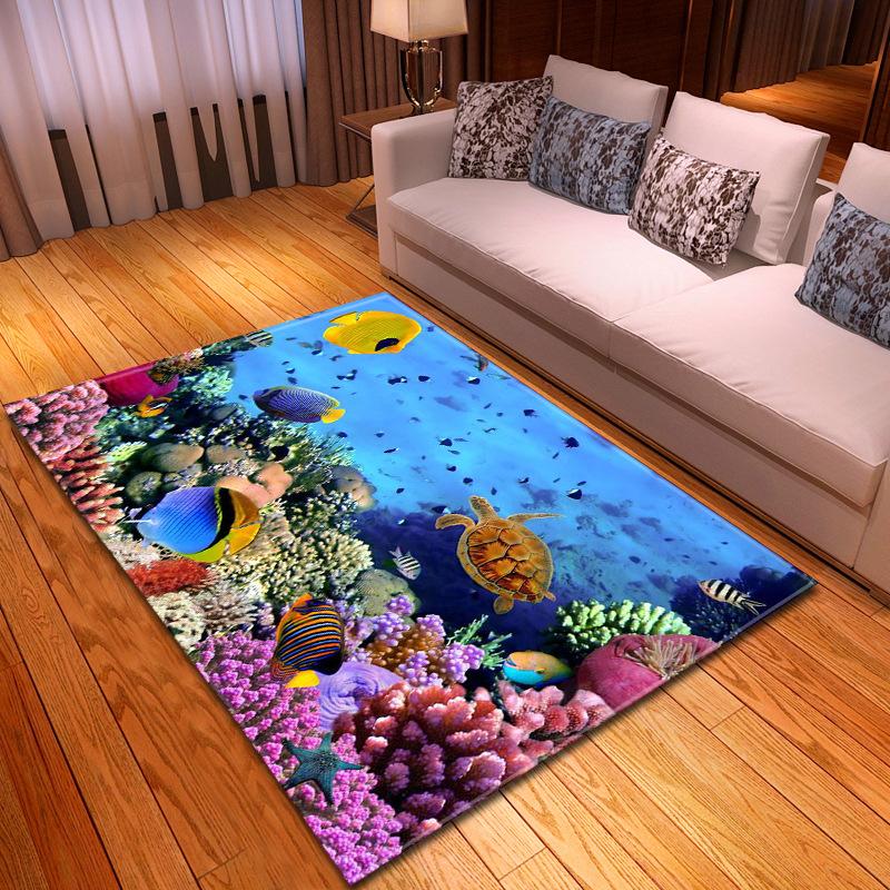 3D Морской мир Рыбы Ковры Дельфины Акулы Мягкий Ковер для Гостиной Спальни для Мальчиков Домашний Коврик Кухонный Коврик