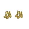 Korean Niche Design 14K Gold Triple-Layer Irregular C-Shaped Earrings with S925 Silver Needle