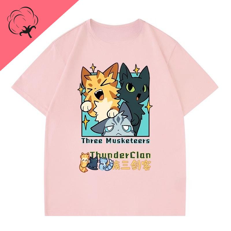 New Style Warrior Cats T Shirt Hot Sale Cat Lover Tee Short Sleeve Cotton Crewneck Kawaii Popular Y2k Clothes Unisex Tops