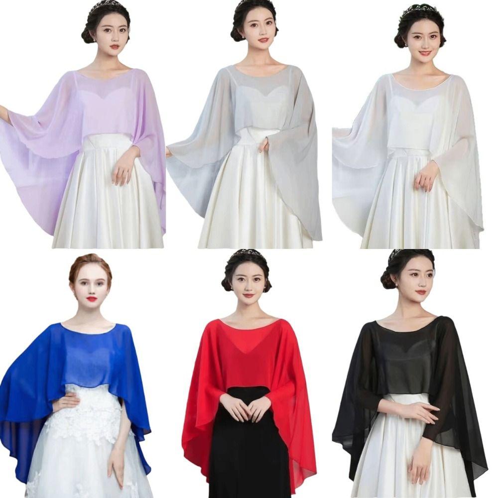 Sunscreen Thin Wide Chiffon Shawl Solid Color Wedding Scarves Shawl Women Pullover Wraps Summer