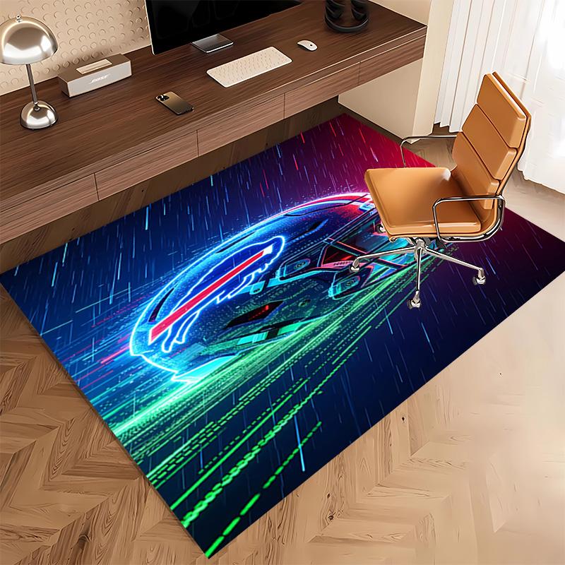 1pc Buffalo Bill LOGO Print Area Rug - Soft, Washable Non-Slip Indoor Mat, Living Room, Home Office Decorative Rug,Office Decorative