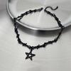 Gothic Punk Black Metal Thorn Necklace For Men And Women Hip-hop Fashion Star Pendant Dark Style Jewelry Gift