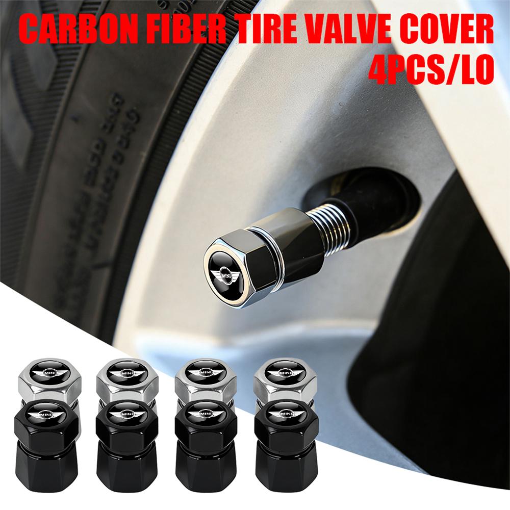 4PCS Car Styling Wheel Tyre Valve Caps Stem Covers Auto Accessories For MINI Cooper S JCW WORKS R55 R56 F55 F56 R57 R58 R59 R60 HFP1