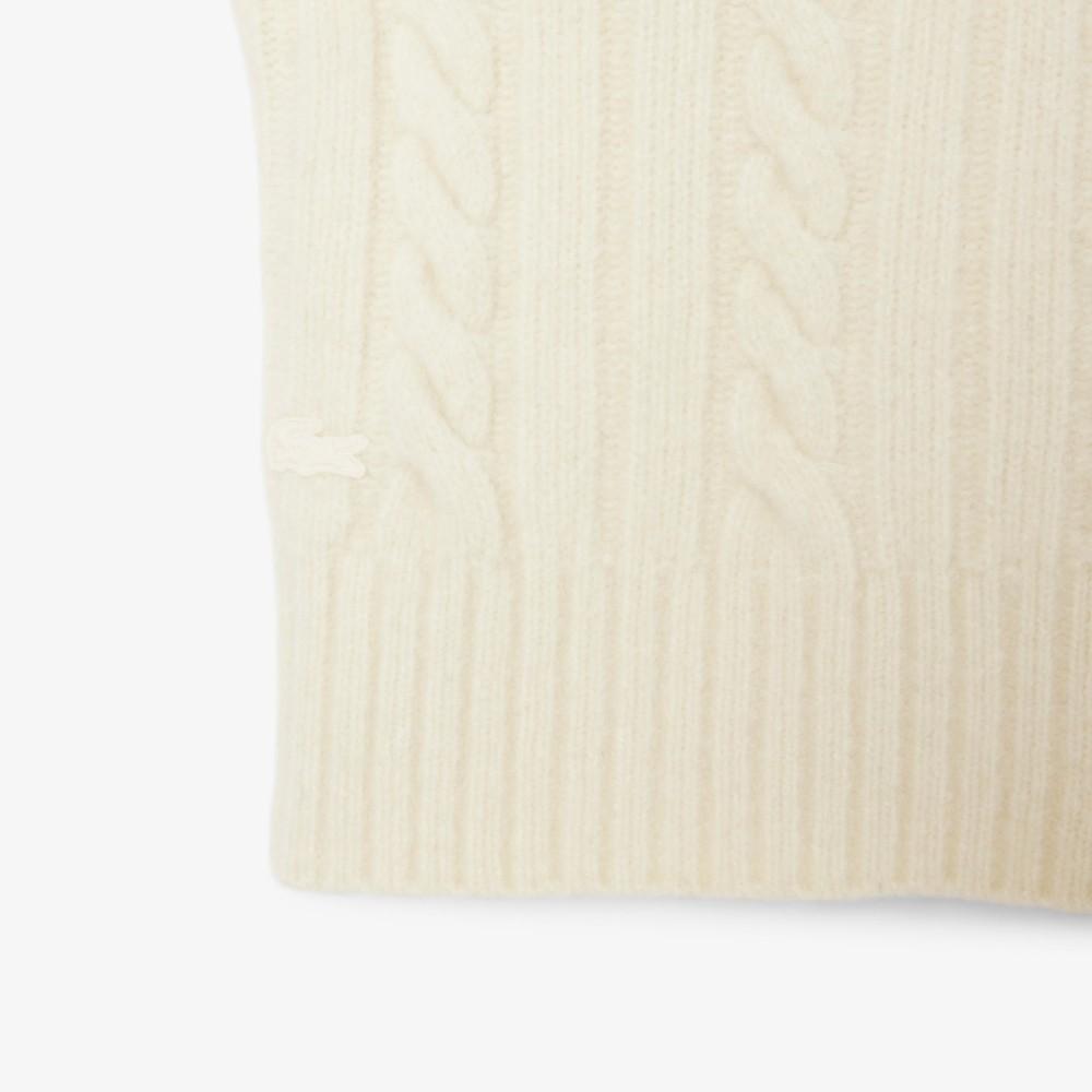 [lacoste] Women's Aran Cable Turtleneck Pullover AF3974-55NXFJ