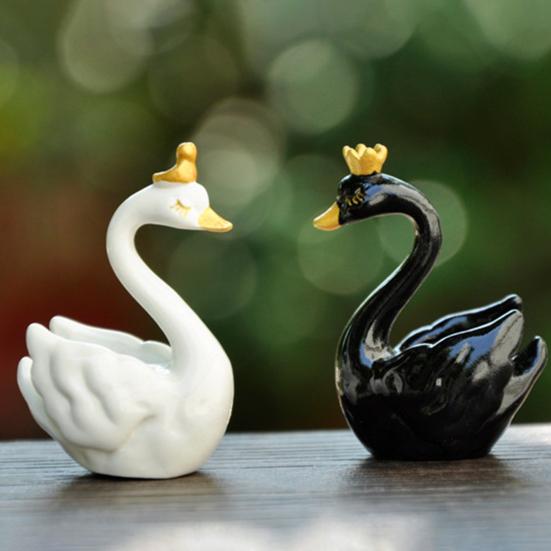 Фигурка Лебедя Прекрасная Миниатюрная Фигурка Кукла DIY Украшение для Торта Симуляция Короны Фигурка Лебедя Смола Модель Животного Рождественский Свадебный Подарок