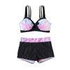 Women's Fashion Split High Waist Printed Bikini With Bra Pads And No Steel Bra Swimsuit