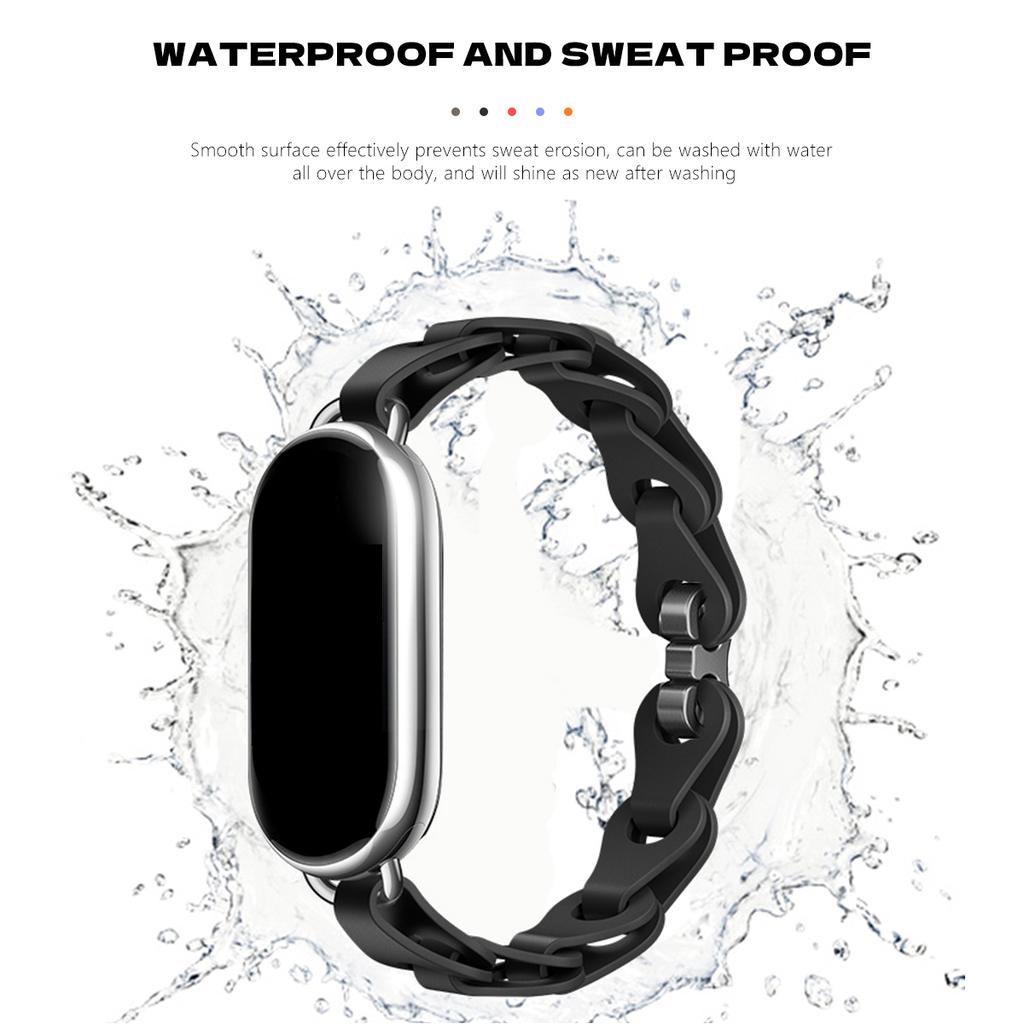 Резиновый ремешок для Xiaomi Mi Band 8 Браслет с пряжкой из нержавеющей стали для Miband 8 NFC Модный женский стиль Запасной силиконовый ремешок