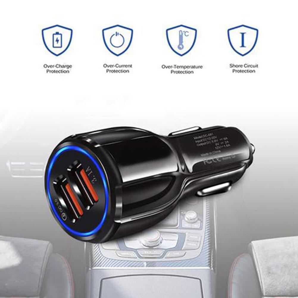 Автомобильный двойной USB-адаптер с поддержкой QC3.0 для планшета и умных устройств