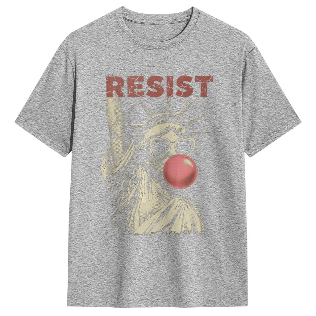 Resist Statue Liberty Bubblegum Equality Retro Edgy Protest TShirt Unisex Cotton Tees O Neck Short Sleeve T Shirt New Arrival Tops