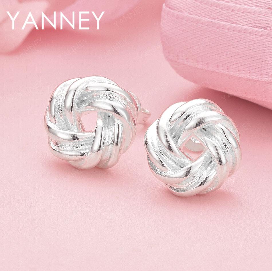 Stylish 925 Sterling Silver Delicate Braided Knotted Round Women's Earrings - Engagement Jewelry Party Accessories
