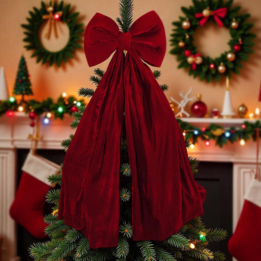 Super Large Christmas Bow Pendant Red Velvet Xmas Tree Bowknot Pendant Ornaments for Home Decor New Year Party Gifts Decoration