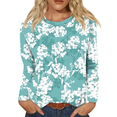 Женская мода повседневная блузка с длинным рукавом и круглым вырезом, молодежная женская одежда, женская одежда 2024