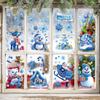 9pcs/set Christmas Static Cling Stickers Window Decals Santa Claus Scene Festive Window Decals Christmas Home Party Decor