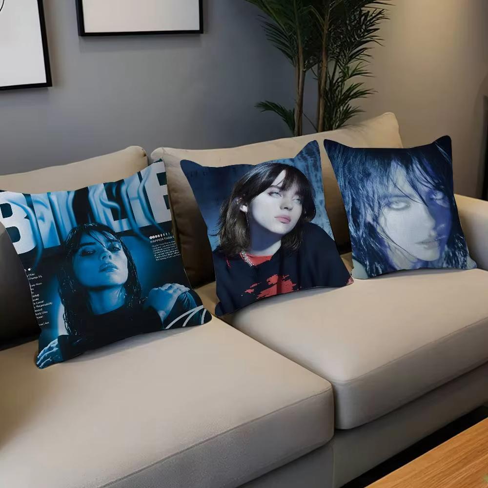 B-Billie E-Eilish Anime Style Pillowcase 45X45Cm Sofa Bed Cushion Cover For Bedroom Car Office Sofa Fashion Perfect Fan Gift