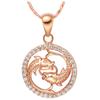 Rose Gold Color Twelve Constellations Zircon Pendant Necklace Female Jewelry