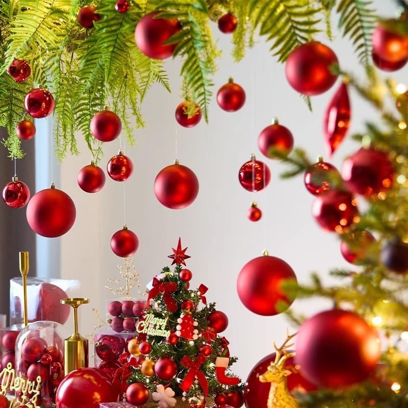 6/12 шт. 3-10 см Рождественские украшения Красные гальванизированные пластиковые рождественские шары Украшения для рождественской елки
