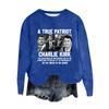 Women's Fashion Round Neck Pullover Top Long Sleeve Tee Printed Sweatshirt