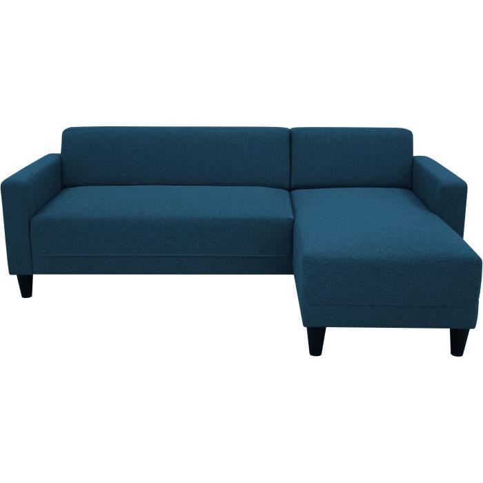 BOB 4-seater Fixed Corner Sofa - Navy Fabric - Reversible - L 197 X D 117 X H 65 Cm