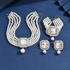 Retro Color Full Diamond Bracelet Three-piece Set Light Luxury High-end Imitation Pearl Necklace Jewelry Women