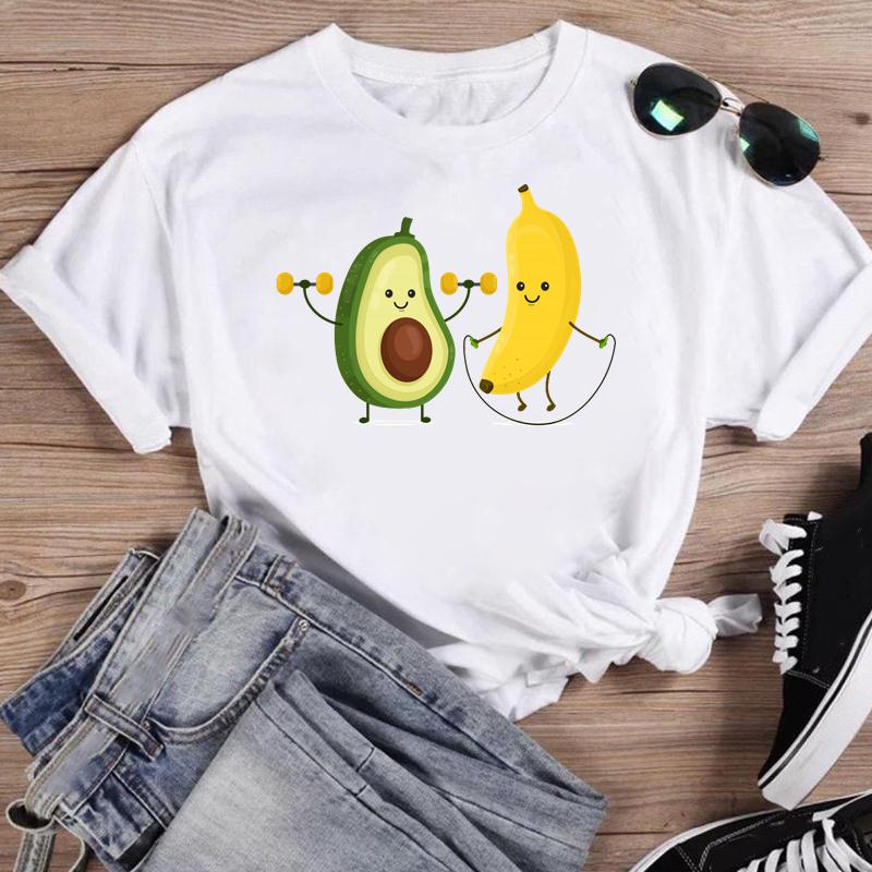 (Asian Size) Short Sleeve Print Cactus Trend Lovely Style Female T Clothing Summer Top Casual Ladies Graphic Tee Women's Fashion T-shirt